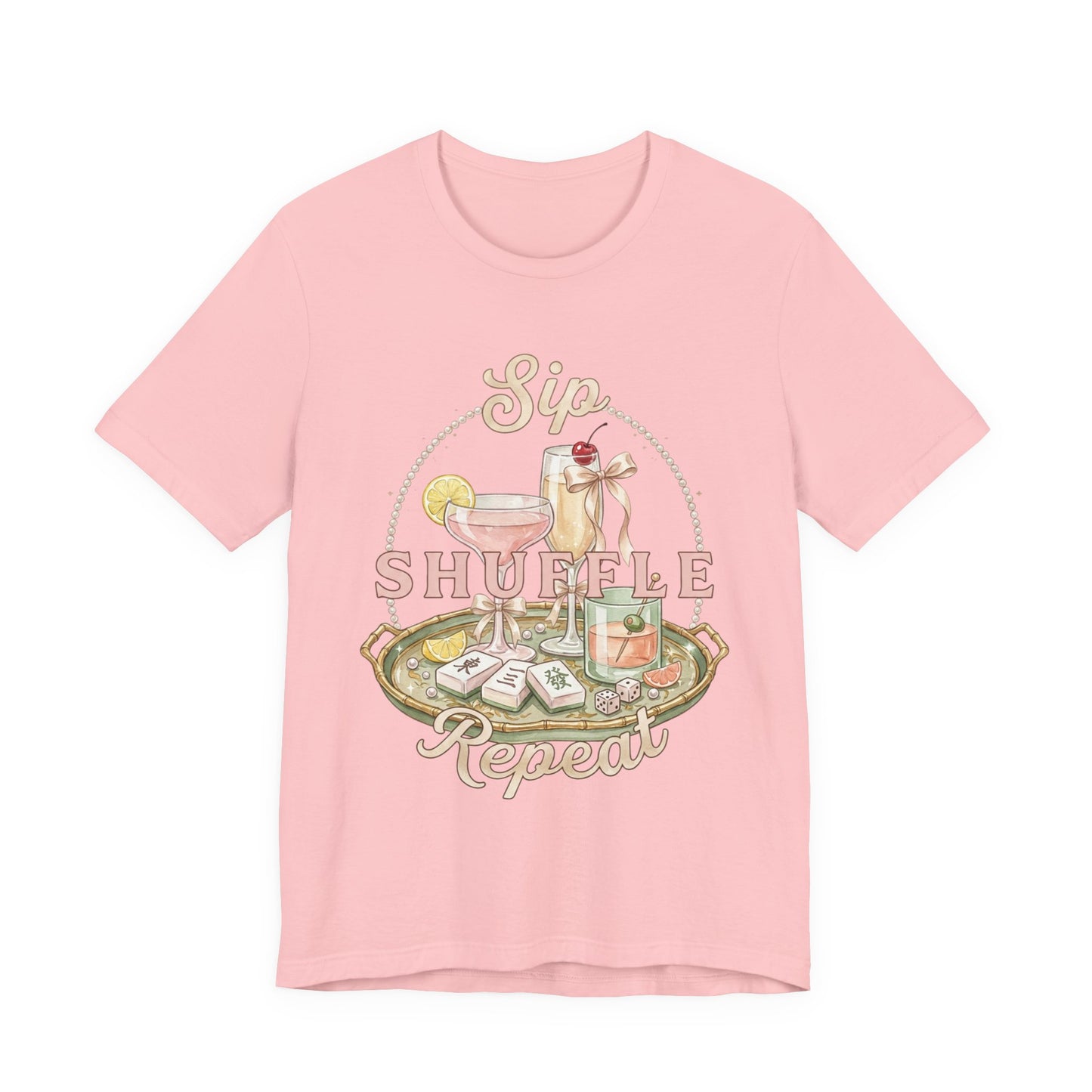 Sip Shuffle Repeat Shirt, Mahjong Social Club Tee, Pastel Girls Night Graphic Shirt, Mahjong Lover Gift