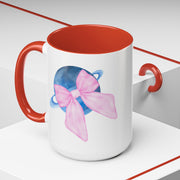 Blue Saturn Wrapped In A Pink Bow Accent Coffee Mug