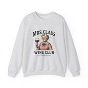 Mrs. Claus Wine Club Sweatshirt - Cozy Gift for Wine Lovers, Holiday Apparel, Funny Christmas Sweatshirt, Sip Happens Fashion
