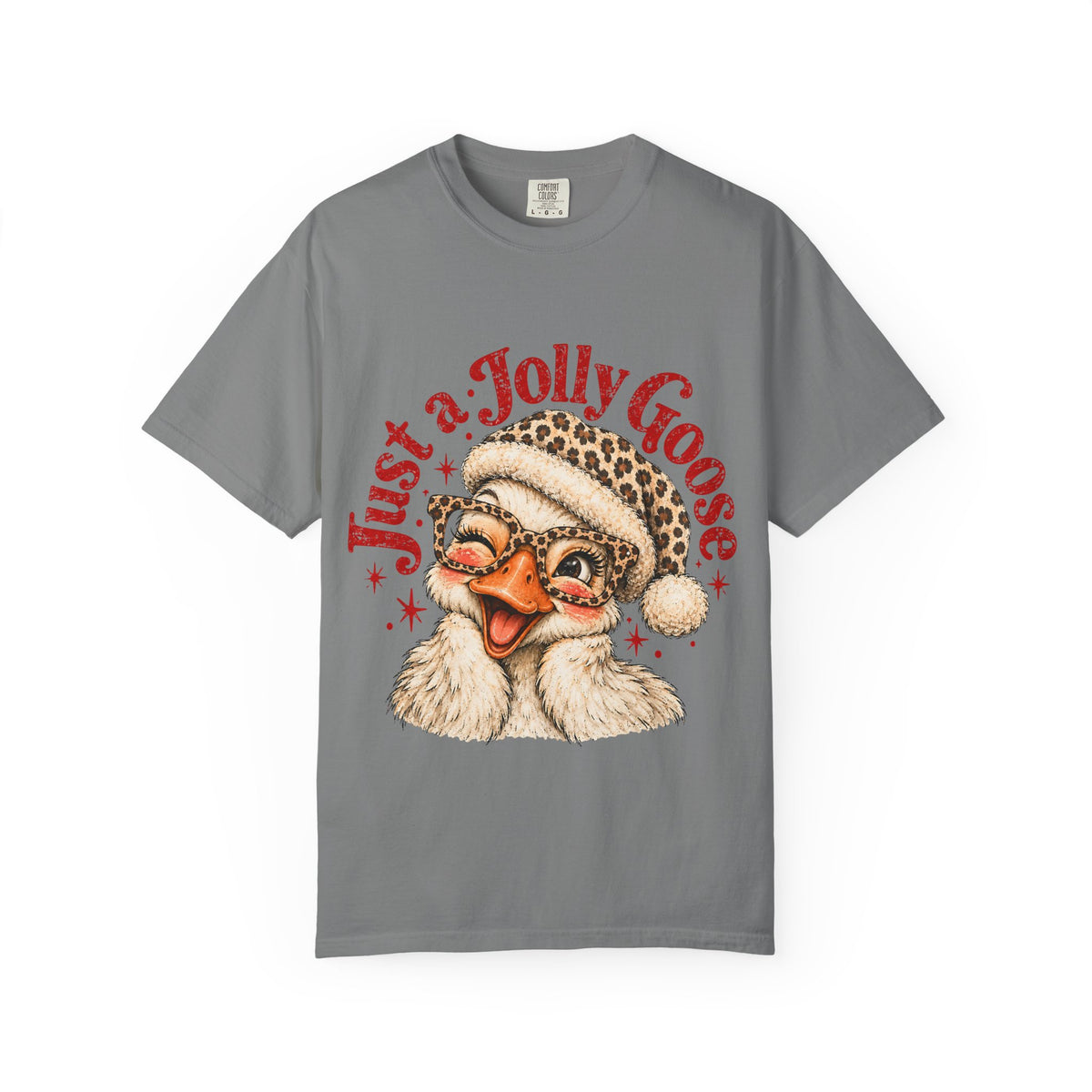 Jolly Goose Christmas Shirt, Funny Christmas Goose Tee, Leopard Santa Goose Shirt, Goose Lover Gift, Retro Holiday T-Shirt