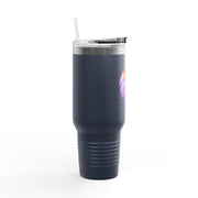 Purple Pumpkin Wrapped In A Bow Insulated Travel Mug, 40oz