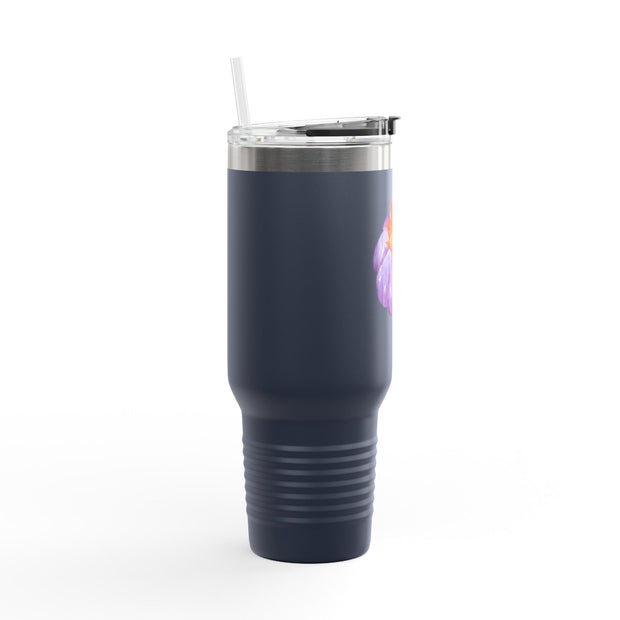 Purple Pumpkin Wrapped In A Bow Insulated Travel Mug, 40oz