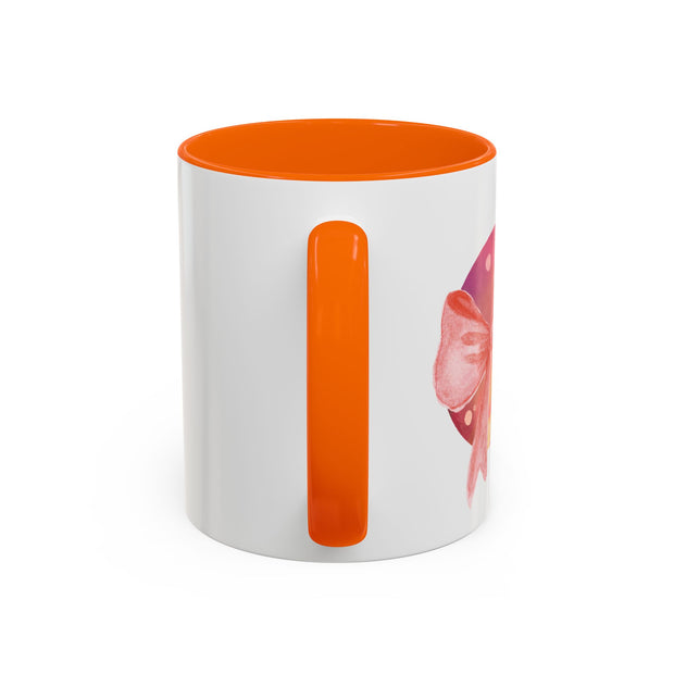 Pink/Yellow Planet Wrapped In A Bow Accent Coffee Mug