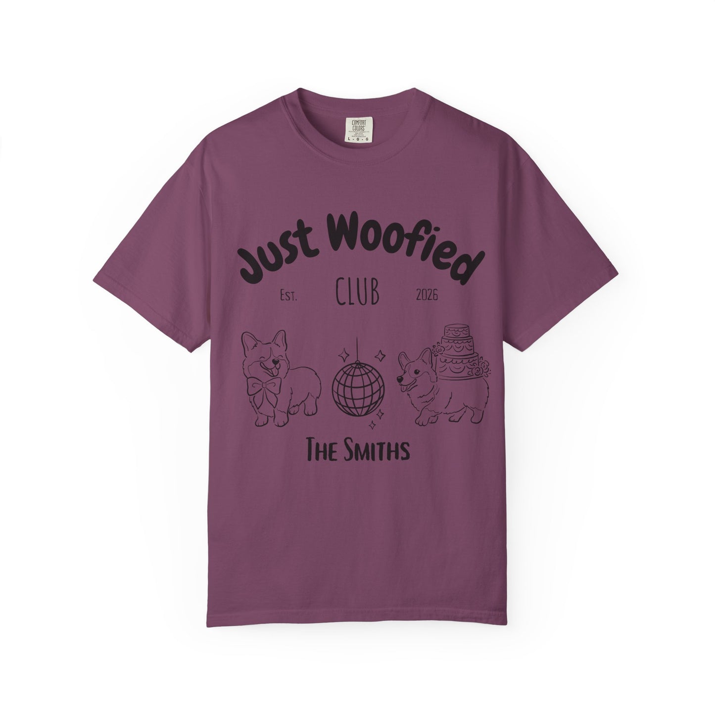 Just Married Dog Wedding Shirt Newlywed Couple Matching T-Shirt Comfort Colors Mr And Mrs Tee Just Woofied Honeymoon Gift For Bride Groom