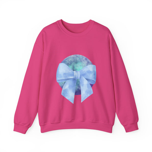 Blue/Green Planet Wrapped In A Bow Unisex Crewneck Sweatshirt