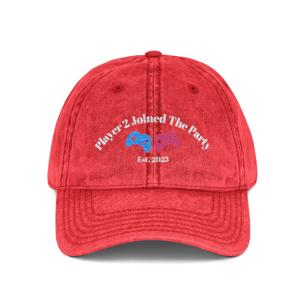 'Player 2 Joined The Party' 'Est. 2025' Vintage Embroidered Cap