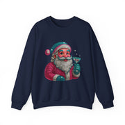 Retro Santa Holding Martini Sweatshirt | Vintage Christmas Crewneck