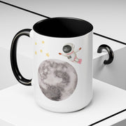 Astronaut Flying To The Moon Accent Coffee Mug