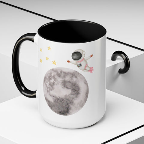 Astronaut Flying To The Moon Accent Coffee Mug
