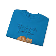 'Feline Good With A Book & Brew' Unisex Crewneck Sweatshirt