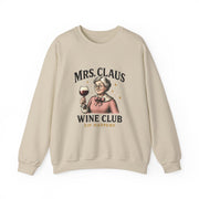 Mrs. Claus Wine Club Sweatshirt - Cozy Gift for Wine Lovers, Holiday Apparel, Funny Christmas Sweatshirt, Sip Happens Fashion