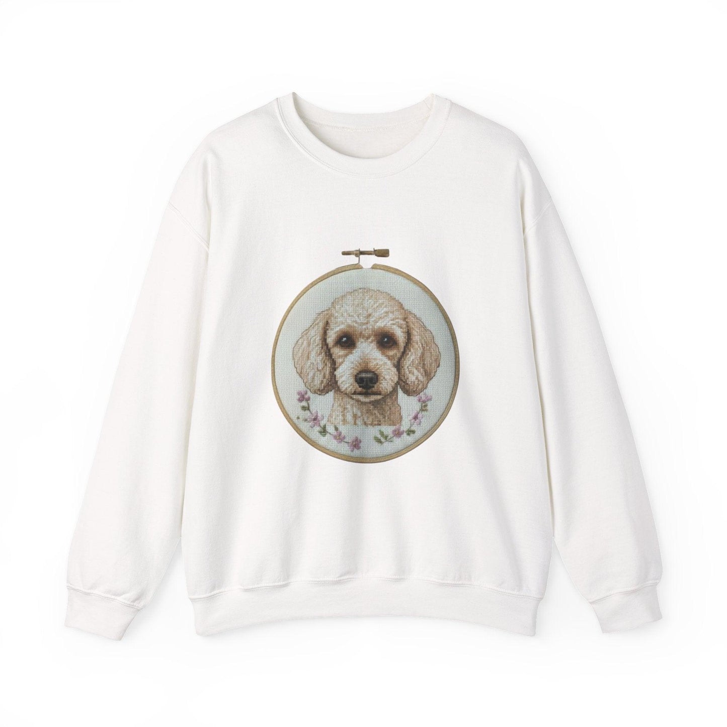 Vintage Embroidery Poodle Portrait sweatshirt | Dog Hoop Art