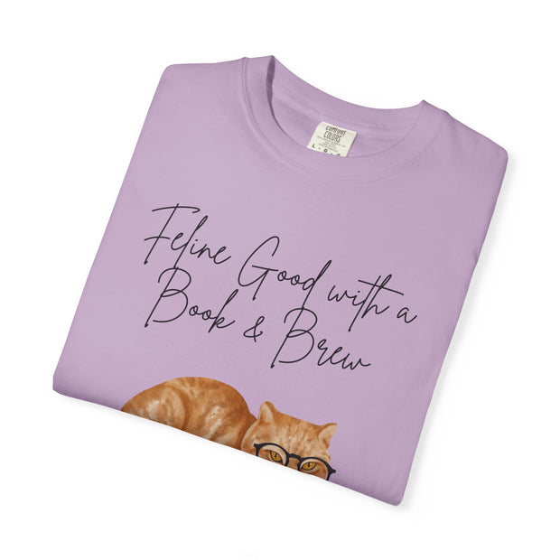 'Feline Good with a Book & Brew' Unisex T-Shirt