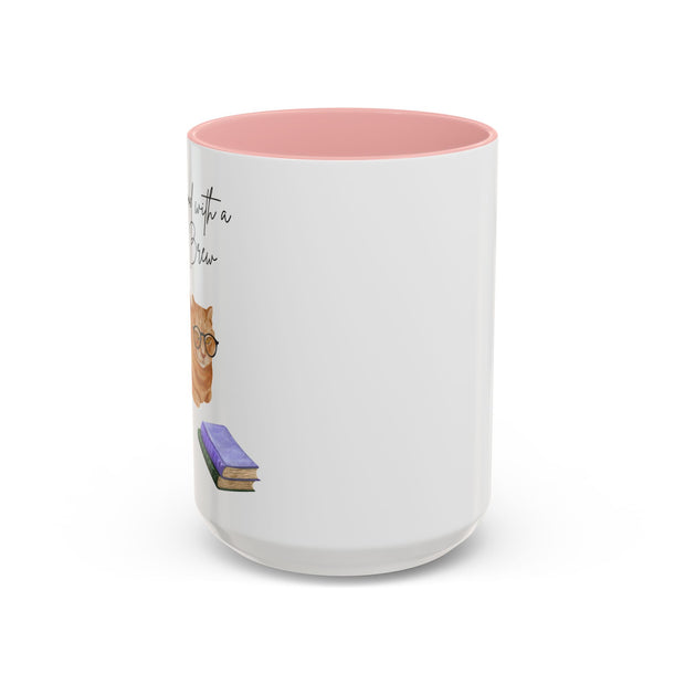'Feline Good With A Book & Brew' Accent Coffee Mug
