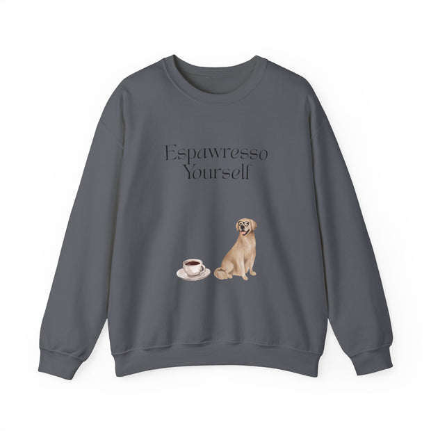 'Espawresso Yourself' Golden Retriever Unisex Crewneck Sweatshirt