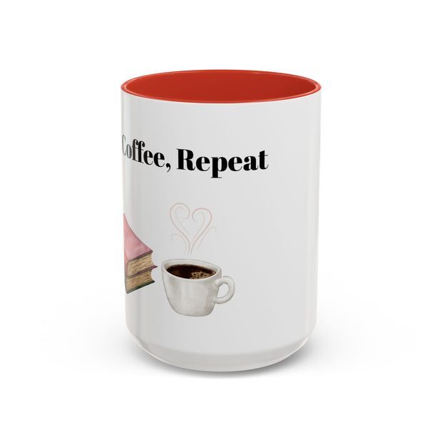 'Books, Coffee, Repeat' Accent Coffee Mug