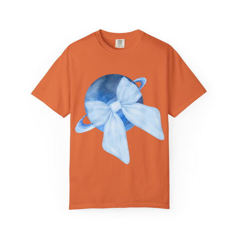 Blue Saturn Wrapped In Blue Bow Unisex T-Shirt
