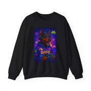 Gaming Doberman Graphic Crewneck Sweatshirt | Retro Arcade Dog Gamer