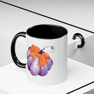 Purple Pumpkin Wrapped In A Bow Accent Coffee Mug