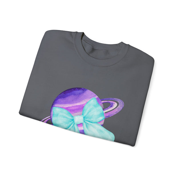 Purple Saturn Wrapped In A Bow Sweatshirt