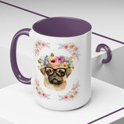 Geeky Goddess Pug Accent Coffee Mug