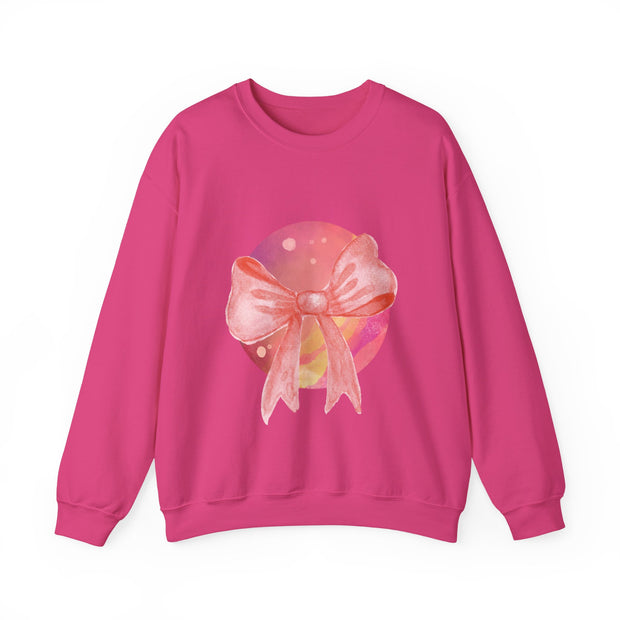 Pink/Yellow Planet Wrapped In A Bow Unisex Crewneck Sweatshirt