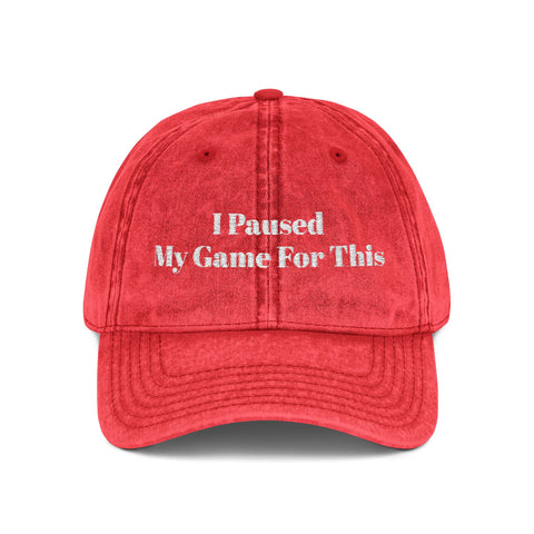 'I Paused My Game For This' Vintage Embroidered Cap