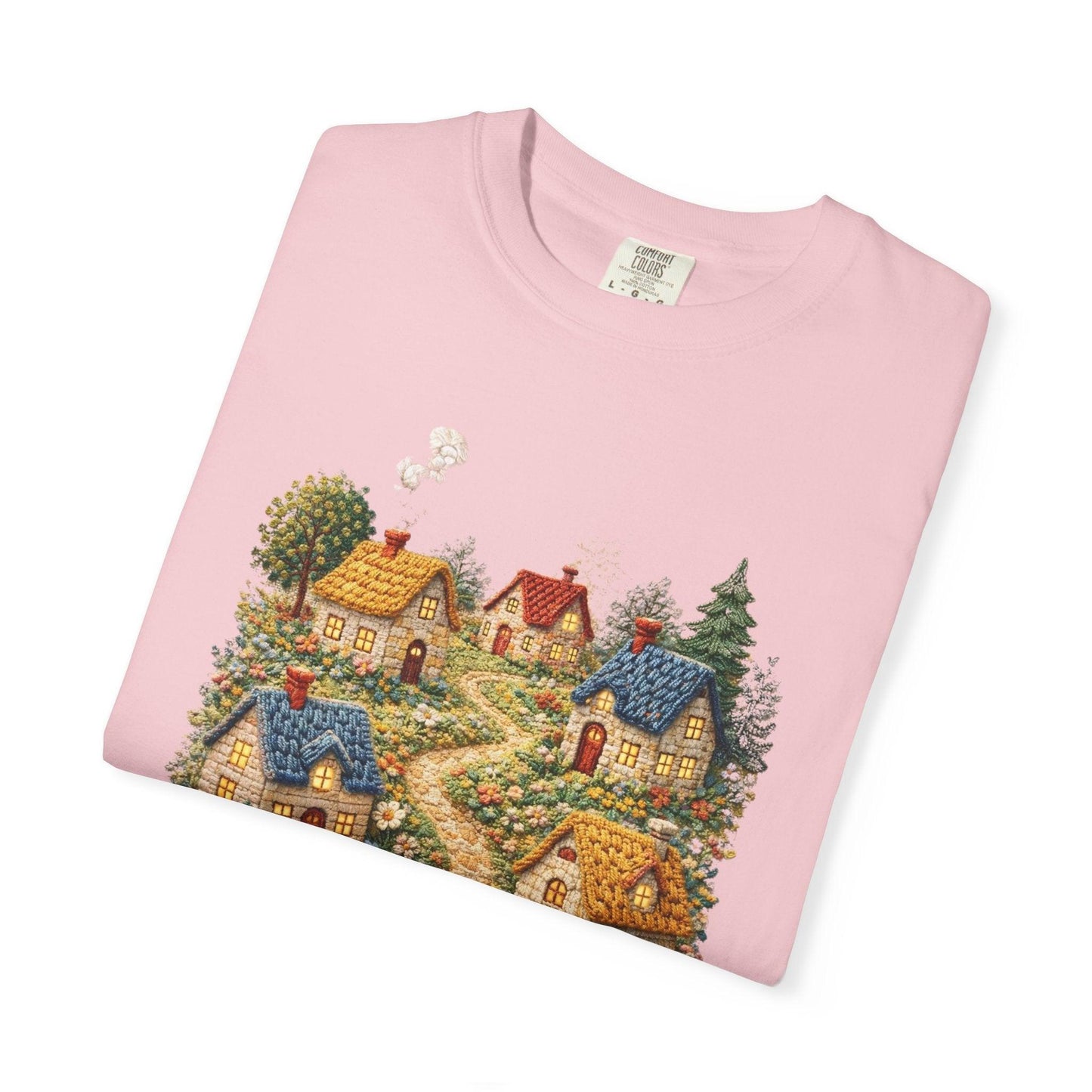 Cottage Garden Path T-shirt | Floral Village Illustration