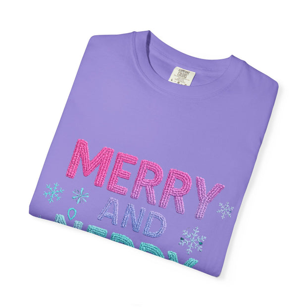 Merry and Nerdy T-Shirt, Unisex Gamer Tee, Holiday Gaming Shirt, Fun Christmas Apparel, Gift for Nerds, Cozy Casual Style