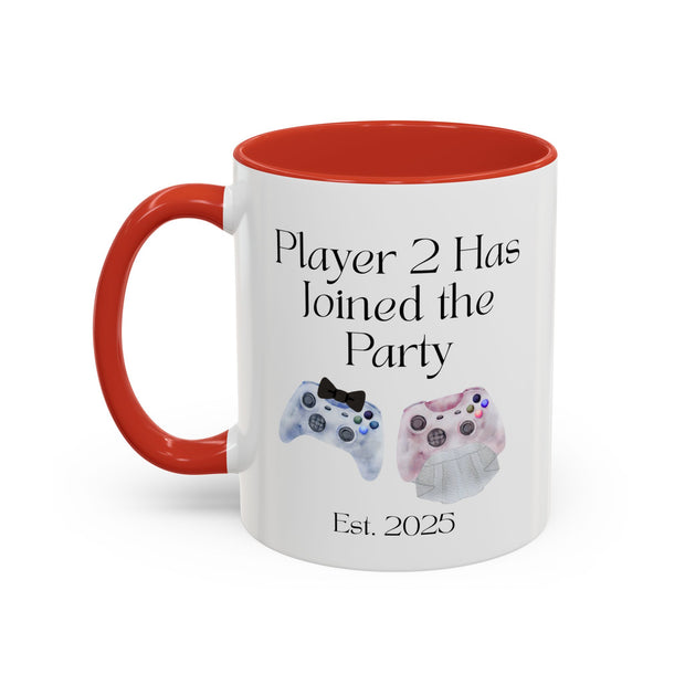 'Player 2 Has Joined The Party' 'Est. 2025' Accent Coffee Mug