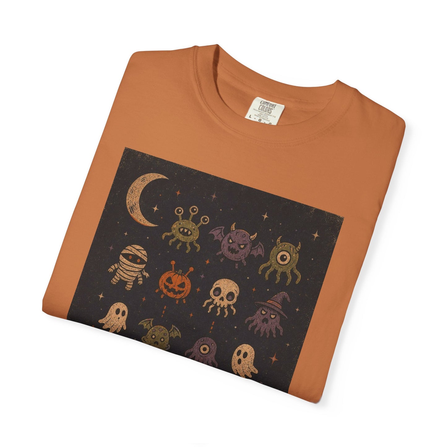 Cute Halloween Witch and Ghosts T-Shirt | Pumpkin Moon Spooky Illustration
