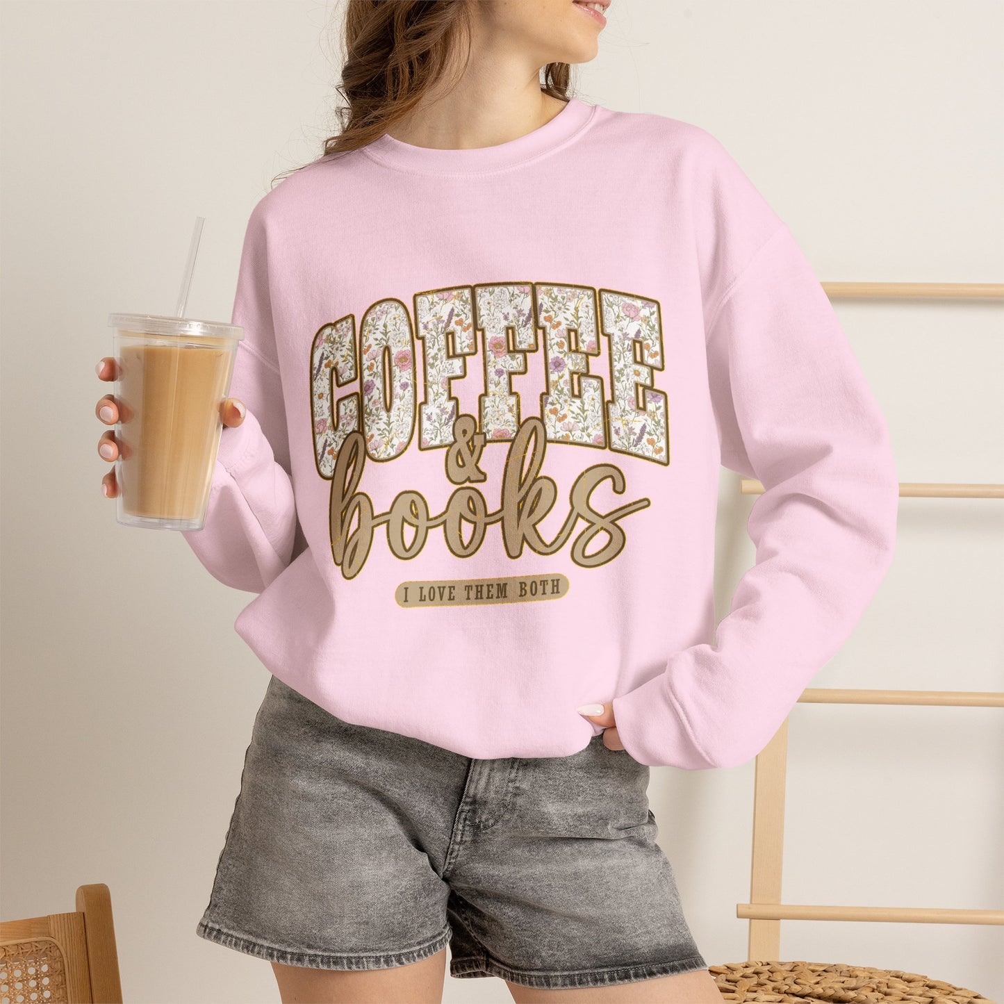Coffee & Books Crewneck Sweatshirt | Cozy Reading Coffee Shirt