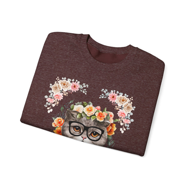 Geek Goddess Gray Cat Unisex Crewneck Sweatshirt