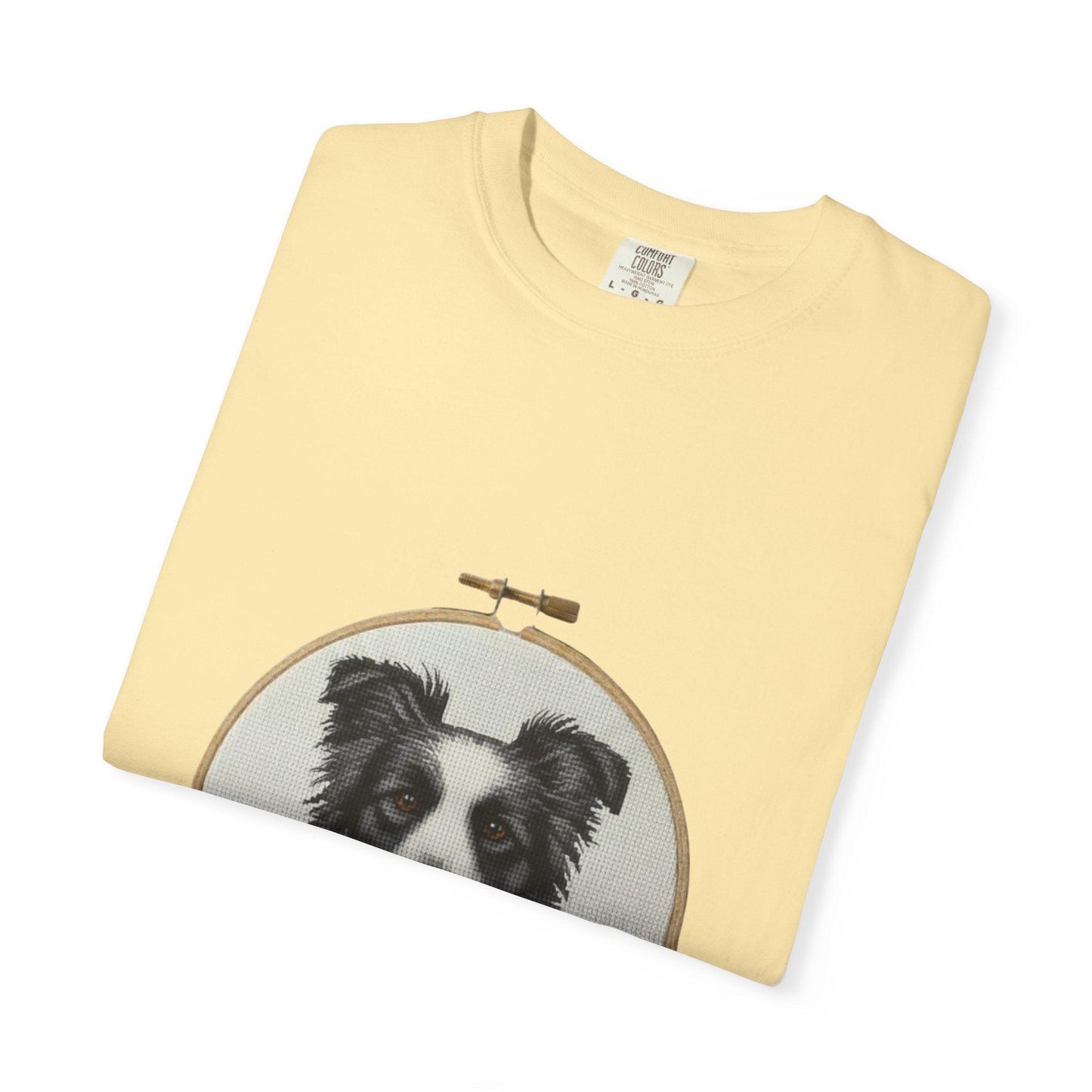Border Collie Shirt, Dog Mom Gift, Cross Stitch Dog Portrait Tee, Embroidery Hoop Floral Pet Lover Top