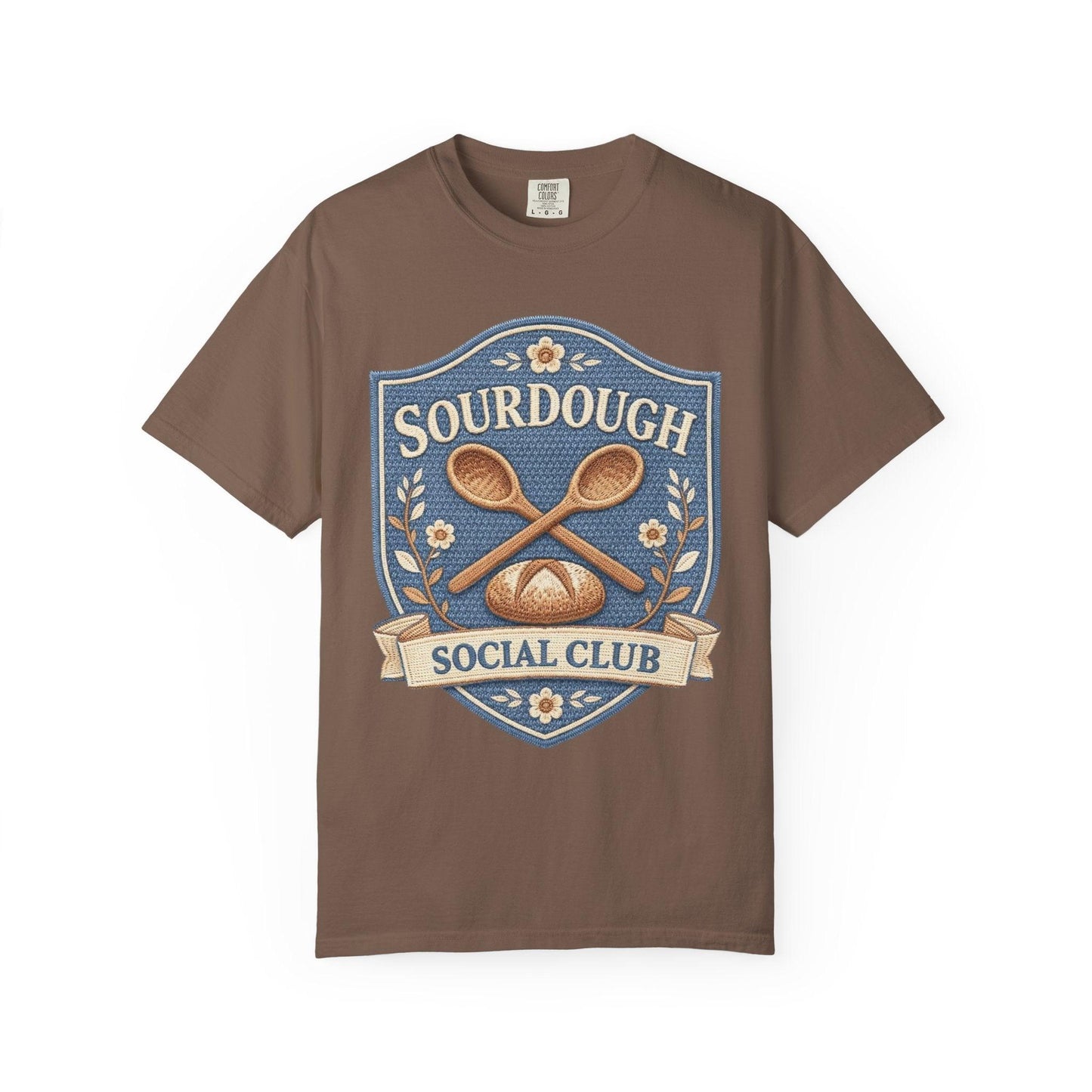 Sourdough Social Club T-shirt | Vintage Baking Badge, Bread Loaf & Spoons