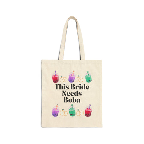 'This Bride Needs Boba' Cotton Canvas Tote Bag