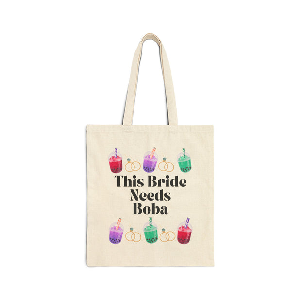 'This Bride Needs Boba' Cotton Canvas Tote Bag