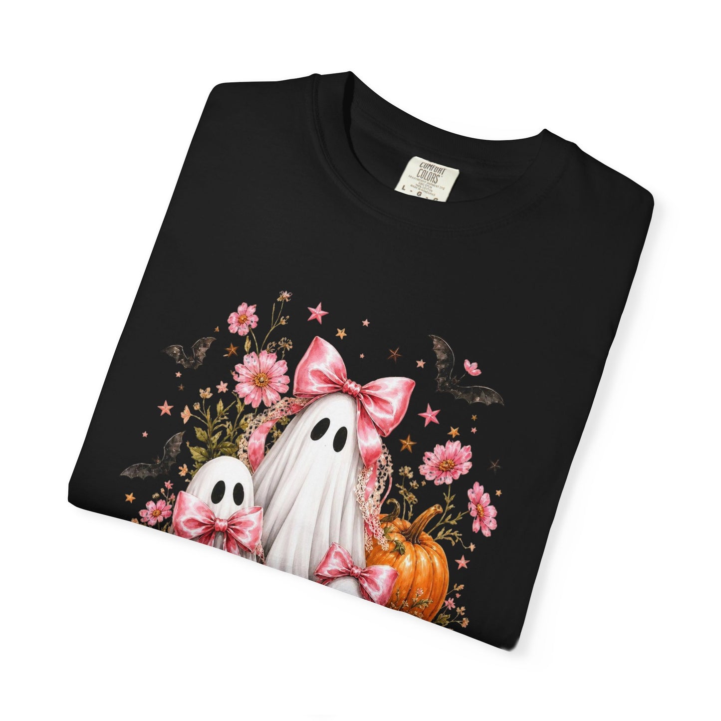 Coquette Ghost Halloween Shirt, Pink Bow Ghost T-Shirt, Cute Spooky Season Tee, Girly Halloween Pumpkin Graphic, Fall Aesthetic Shirt
