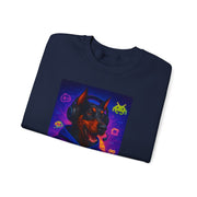 Gaming Doberman Graphic Crewneck Sweatshirt | Retro Arcade Dog Gamer