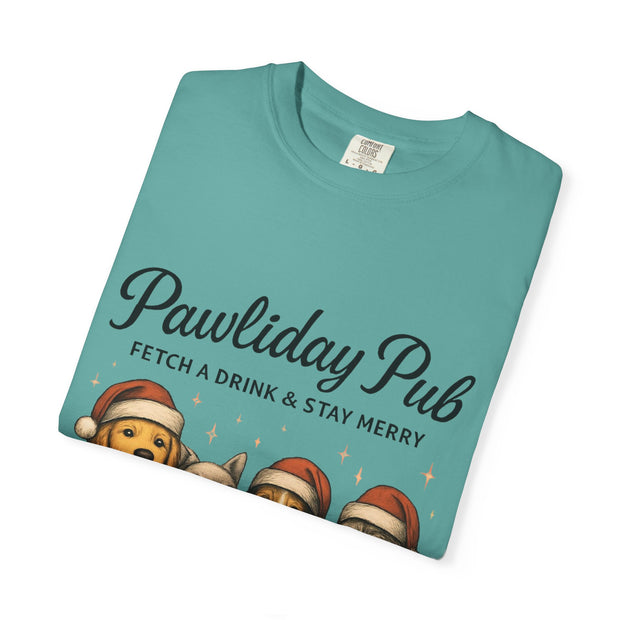 Pawdility Pub Holiday T-Shirt, Dog Lover Gift, Festive Pet Apparel, Cute Animal Tee, Merry Christmas Shirt, Pet-Themed Tee