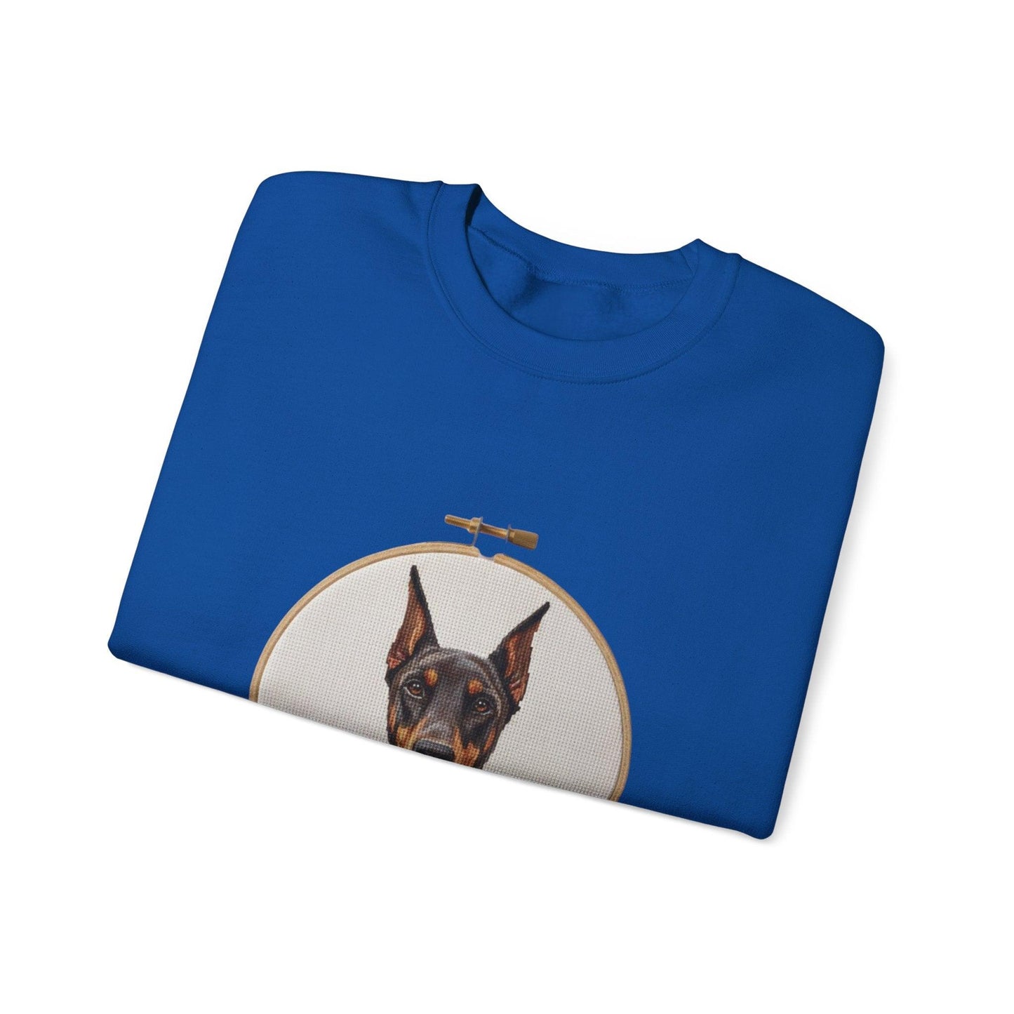Doberman Portrait Embroidery Hoop Sweatshirt | Dog Face Crewneck