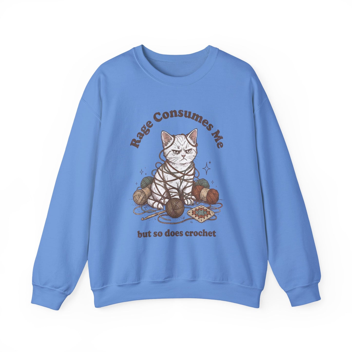 Rage Consumes Me Crochet Cat Shirt, Funny Knitting Tee, Grandma Hobbies Sweatshirt