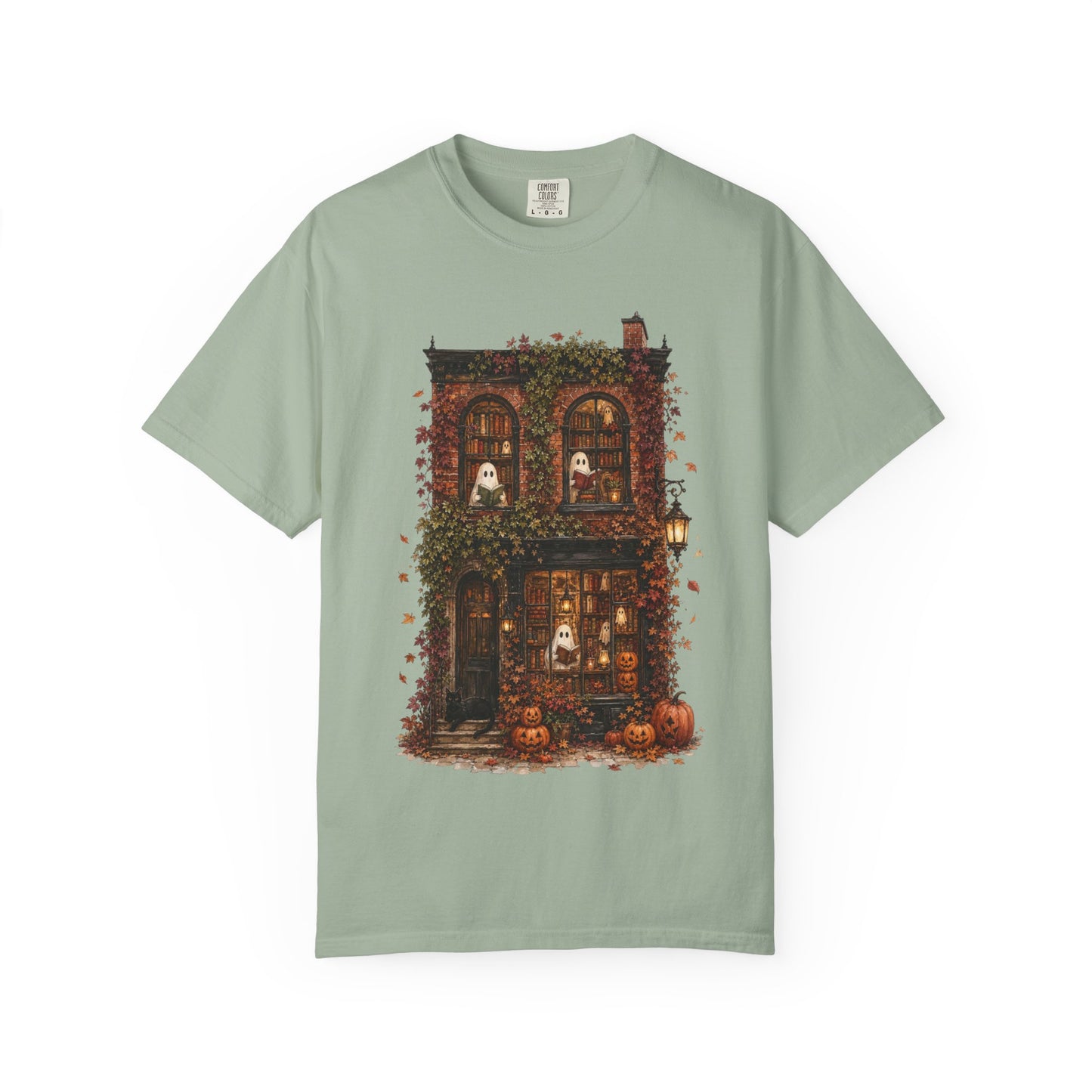 Haunted Bookstore T-Shirt, Cozy Book Lover Halloween Shirt, Ghost Library Tee, Dark Academia Fall Graphic, Spooky Reader Gift
