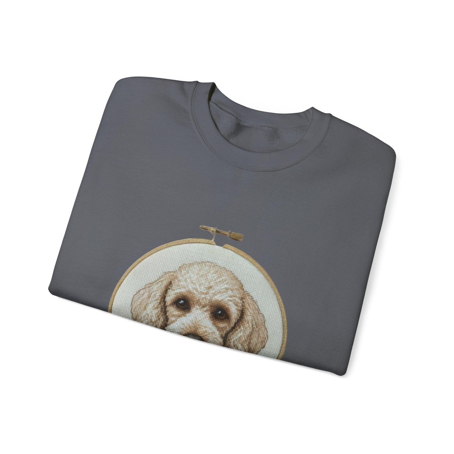 Vintage Embroidery Poodle Portrait sweatshirt | Dog Hoop Art