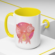 Pink/Yellow Planet Wrapped In A Bow Accent Coffee Mug