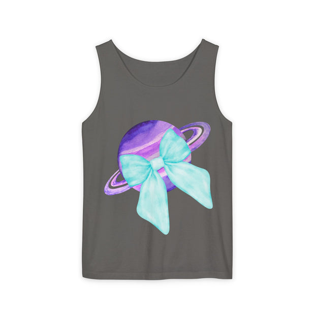 Purple Saturn Wrapped In Bow Unisex Tank Top