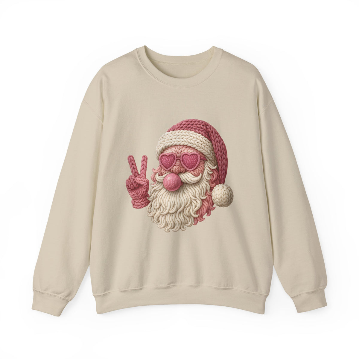 Pink Sunglasses Peace Sign Santa Sweatshirt | Retro Holiday Cozy