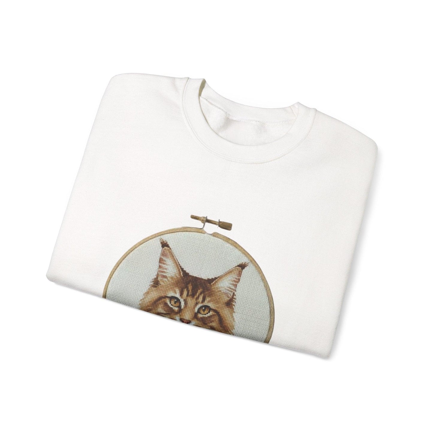 Embroidered Maine Coon Cat Portrait Sweatshirt | Floral Hoop Art