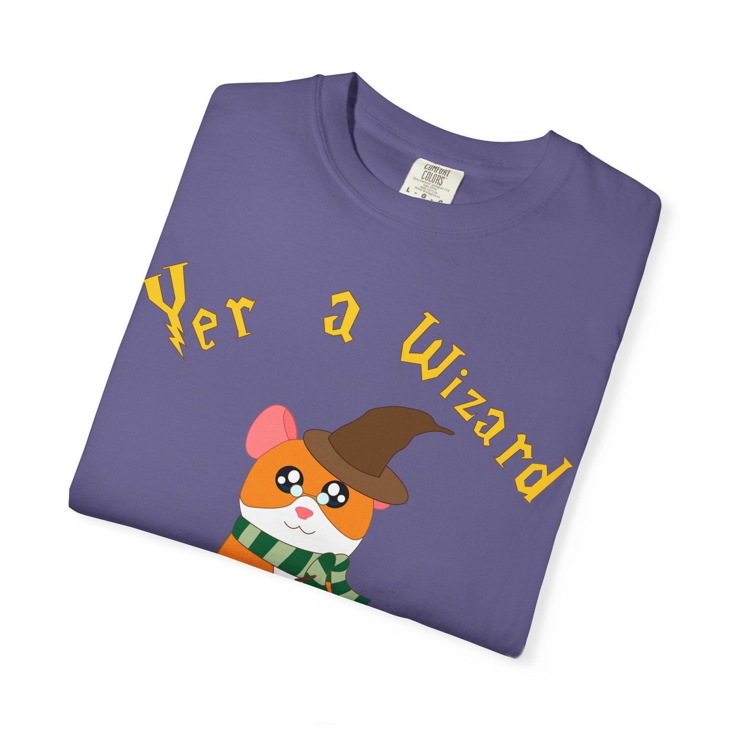 Hammy Wizard Hamster T-Shirt | Cute Wizard Hat Scarf Illustration