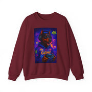 Gaming Doberman Graphic Crewneck Sweatshirt | Retro Arcade Dog Gamer